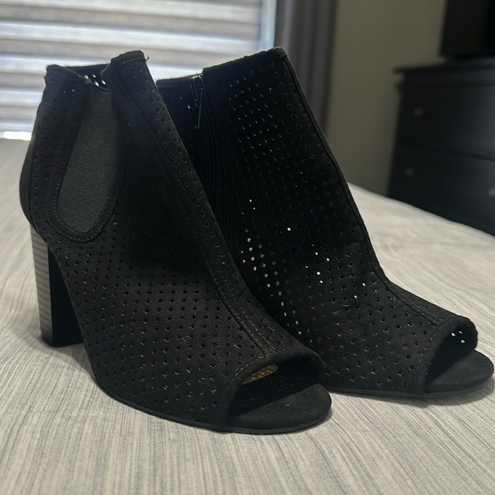 Chinese Laundry Black Perforated Peep Toe Ankle Booties